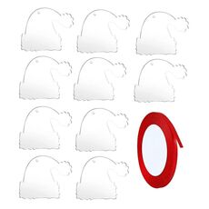 10 pezzi di decorazioni natalizie in acrilico trasparente fai da te, decorazioni per albero di Natale vuote con corda, stile: cappello