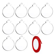 10 pezzi di decorazioni natalizie in acrilico trasparente fai da te, decorazioni per alberi di Natale vuote con corda, stile: triangolo rotondo