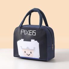 Borsa termica per il pranzo portatile per studenti, stile pixel cartoon, borsa termica per il pranzo, stile: pecora
