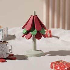 Tovaglietta per albero di Natale resistente al calore, tovaglietta pieghevole per uso domestico, tovaglietta termica isolata, stile: base rotonda
