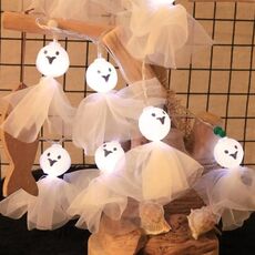 Luci a corda fantasma in tessuto di Halloween LED spaventoso festival fantasma decorazione interna lampada ambientale, colore: 3m 20 luci bianco