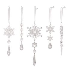 5 pezzi/set ciondolo in acrilico trasparente a forma di fiocco di neve, ornamenti in cristallo per albero di Natale, decorazione da appendere