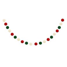 Ghirlanda di palline di feltro di lana da 2 m, 20 palline, bandiere colorate per feste di festival, decorazioni natalizie per la casa (rosso, verde, bianco)
