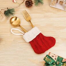 Mini calzini natalizi lavorati a maglia, decorazioni per le feste (rosso)