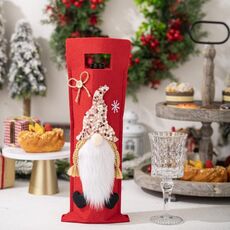Sacchetto regalo per decorazione festa di Natale con coperchio per bottiglia di vino a forma di cartone animato (rosa)