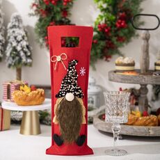 Sacchetto regalo per decorazione festa di Natale con coperchio per bottiglia di vino a forma di cartone animato (nero)