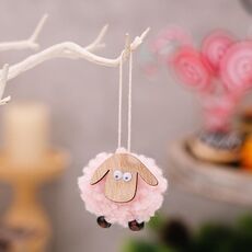 Decorazioni natalizie in pelle di agnello in legno per albero di Natale (rosa)