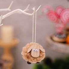 Albero di Natale in legno di agnello ciondolo agnello decorazioni per le feste (marrone)