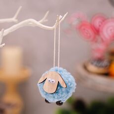 Albero di Natale in legno agnello ciondolo agnello decorazioni per le feste (blu)