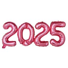Palloncino numeri 2025 da 16 pollici, numeri di collegamento, palloncino in lamina, decorazione per festa di Capodanno, colore: rosa