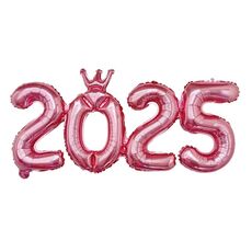Palloncino numeri 2025 da 16 pollici, numeri di collegamento, palloncino in lamina, decorazione per festa di Capodanno, colore: rosa corona