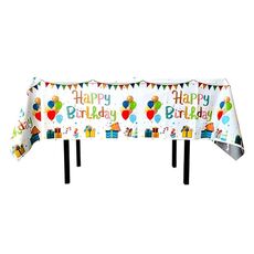 137x183cm Buon Compleanno Tovaglie in Pellicola di Alluminio PET Tovaglia Decorativa per Feste Impermeabile Usa e Getta, Stile: Palloncino Bianco Inglese