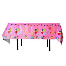 137x183cm Buon Compleanno Tovaglie in Pellicola di Alluminio PET Tovaglia Decorativa per Feste Impermeabile Usa e Getta, Stile: Palloncino Rosa Inglese
