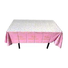 137x183cm Buon Compleanno Tovaglie in Pellicola di Alluminio PET Tovaglia Decorativa per Feste Impermeabile Usa e Getta, Stile: Stella Rosa Spagnola