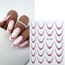 Adesivi per nail art lineari SD-1932 Adesivi per manicure francese autoadesivi con gradiente di colore Adesivi per unghie fai da te