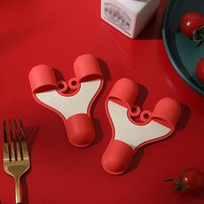 2 pezzi/confezione in silicone a 3 dita anti-scottatura clip guanti resistenti al calore ciotola piatto sollevatore (rosso)