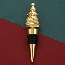 Tappo di tenuta per vino e champagne con albero di Natale Home Fresh Christmas Party Wine Bottle Corks (oro)