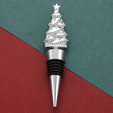 Tappo di tenuta per vino e champagne con albero di Natale Home Fresh Christmas Party Wine Bottle Corks (argento)