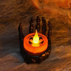 Decorazione per festival di fantasmi con candele a LED di Halloween, poggiapolsi, luce notturna, orrore, disposizione di oggetti di scena (nero)
