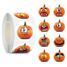 500 pezzi/rotolo 25 mm Halloween Party Favors Etichette adesive fai da te Etichette decorative Adesivi con sigillo di zucca con sorriso carino