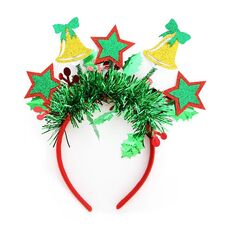 Vestito per festa di Natale Copricapo di Capodanno Decorazione natalizia Fascia per capelli a strisce colorate, Stile: Jingle Bells Stars