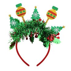 Vestito per festa di Natale Copricapo per capodanno Decorazione natalizia Fascia per capelli a strisce colorate, Stile: Palline per albero di Natale