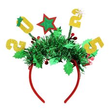 Vestito per festa di Natale Copricapo per capodanno Decorazione natalizia Fascia per capelli a strisce colorate, Stile: 2025 Stelle