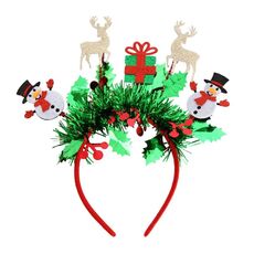 Vestito per festa di Natale Copricapo per Capodanno Decorazione natalizia Fascia per capelli a strisce colorate, Stile: Pupazzo di neve Alce
