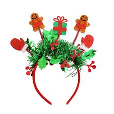 Vestito per festa di Natale Copricapo per capodanno Decorazione natalizia Fascia per capelli a strisce colorate, Stile: Guanti Omino di pan di zenzero