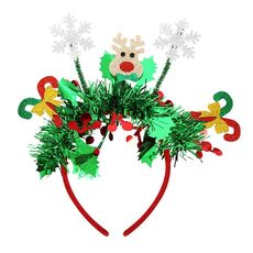 Vestito per festa di Natale Copricapo per capodanno Decorazione natalizia Fascia per capelli a strisce colorate, Stile: bastone da passeggio con fiocco di neve