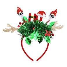 Vestito per festa di Natale Copricapo di Capodanno Decorazione natalizia Fascia per capelli a strisce colorate, Stile: HO Corna di Rudolph