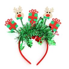 Vestito per festa di Natale Copricapo per capodanno Decorazione natalizia Fascia per capelli a strisce colorate, Stile: Scatola regalo Alce