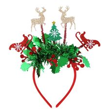 Vestito per festa di Natale Copricapo per Capodanno Decorazione natalizia Fascia per capelli a strisce colorate, Stile: Slitta per alci