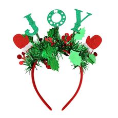 Vestito per festa di Natale Copricapo per capodanno Decorazione natalizia Fascia per capelli a strisce colorate, Stile: JOY Mitten