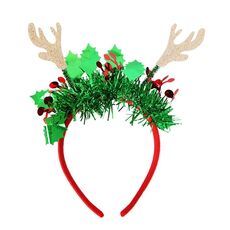 Vestito per festa di Natale Copricapo per Capodanno Decorazione natalizia Fascia per capelli a strisce colorate, Stile: Corna di alce