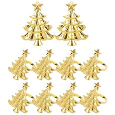 10 pezzi/sacchetto Anelli per tovaglioli per albero di Natale Fibbie per tovaglioli in metallo Decorazione per tavolo da pranzo in hotel (oro)