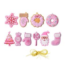 10 pezzi/set decorazioni natalizie serie rosa pendenti in PVC ornamenti per alberi di Natale appesi scena disposizione puntelli