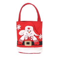 Borsa regalo per decorazioni natalizie di grande capacità, carina, per bambini, con caramelle (pupazzo di neve)