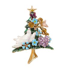 HC0729 Spilla di Natale Spilla per maglione giacca autunno inverno Ornamento per albero di Natale Corsage con diamanti