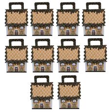 10 pezzi di scatole di caramelle di Natale in carta kraft, scatole di caramelle per borsette di Natale, stile: grande bordo marrone