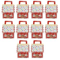 10 pezzi di scatole di caramelle di Natale in carta kraft, scatole di caramelle per borsette di Natale, stile: grande base rossa