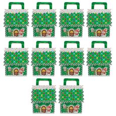 10 pezzi di scatole di caramelle di Natale in carta kraft, scatole di caramelle per borsette di Natale, stile: grande base verde