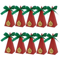 10 pezzi di scatole di caramelle di Natale triangolo Capodanno festa regalo di Natale scatola di carta per imballaggio, stile: palla colorata