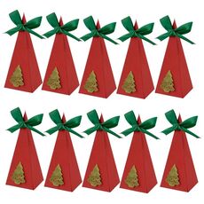 10 pezzi di scatole di caramelle natalizie triangolari per feste di Capodanno, scatola di carta regalo di Natale, stile: albero di Natale