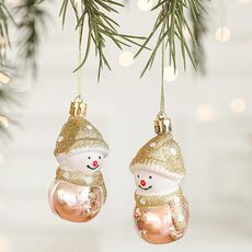 2 pezzi Decorazione Natalizia Albero di Natale Ciondolo Ornamento Appeso, Stile: Pupazzo di Neve Rotondo