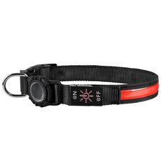 Per AirTag Collare per cani LED impermeabile Collare a sgancio rapido, Taglia: M (Rosso)