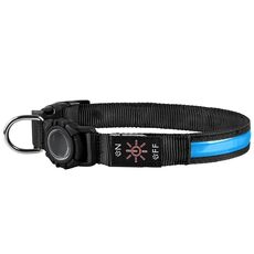 Per AirTag Collare per cani LED impermeabile Collare a sgancio rapido, Taglia: L (blu)