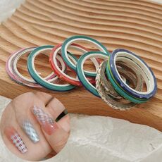 10 rotoli di adesivi in ​​carta per nail art con griglia, 2 mm, modello fai da te per manicure (consegna casuale)