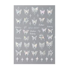 STZ-X037 Adesivi per unghie a forma di farfalla fantasy Adesivi per unghie a forma di stella con glitter