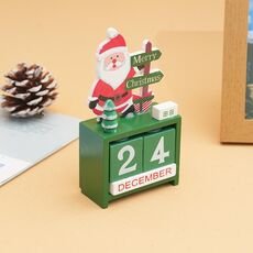 Giocattolo per bambini, regalo di Natale, calendario in legno, decorazione da tavolo per la vigilia di Natale, stile: Babbo Natale